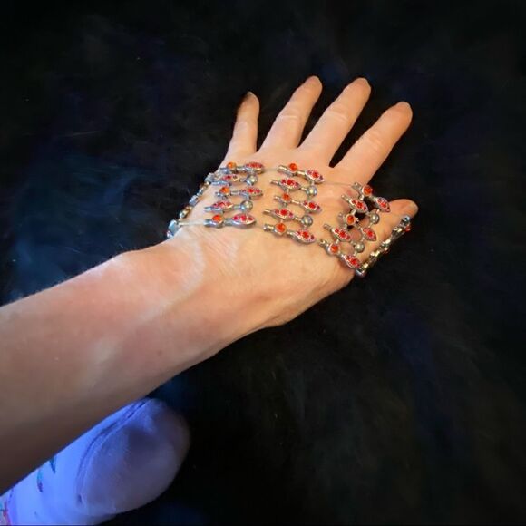 Red Metal Stretch Bracelet  - Picture 6 of 7